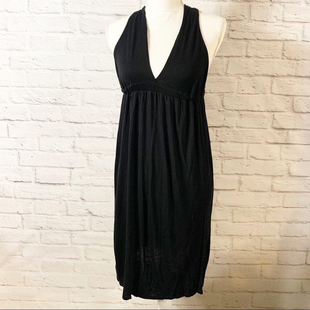 🌻 BLACK summer DRESS twist back HALTER medium